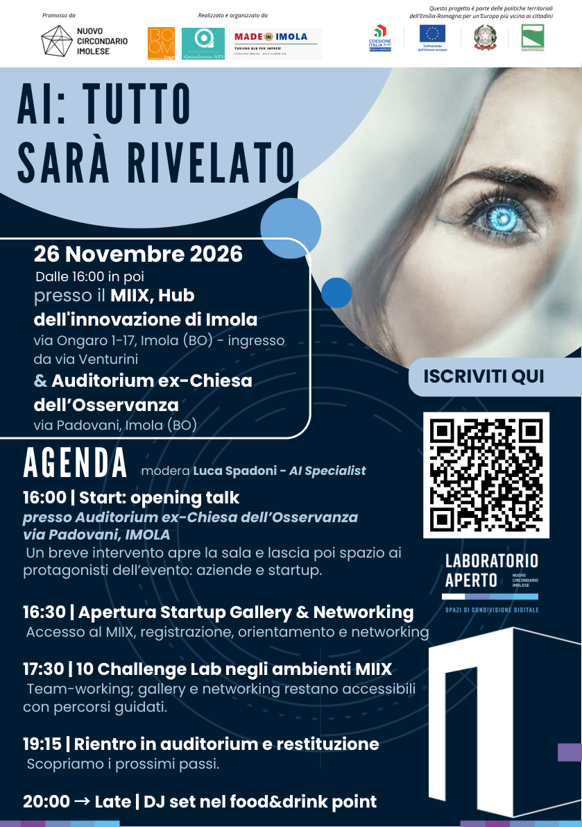 Locandina Grande Evento NCI Imola, 26 novembre 2026 — MIIX e Auditorium ex Chiesa dell'Osservanza